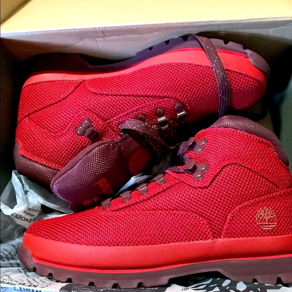 Size 10.5 Red Timberland Euro Hiker